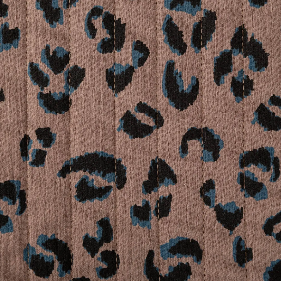 Musselin Stoff Baumwolle FAUVE Doubleface Leo-Print braun 1,30m Breite