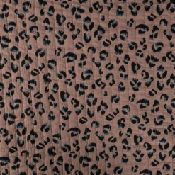 Musselin Stoff Baumwolle FAUVE Doubleface Leo-Print braun 1,30m Breite