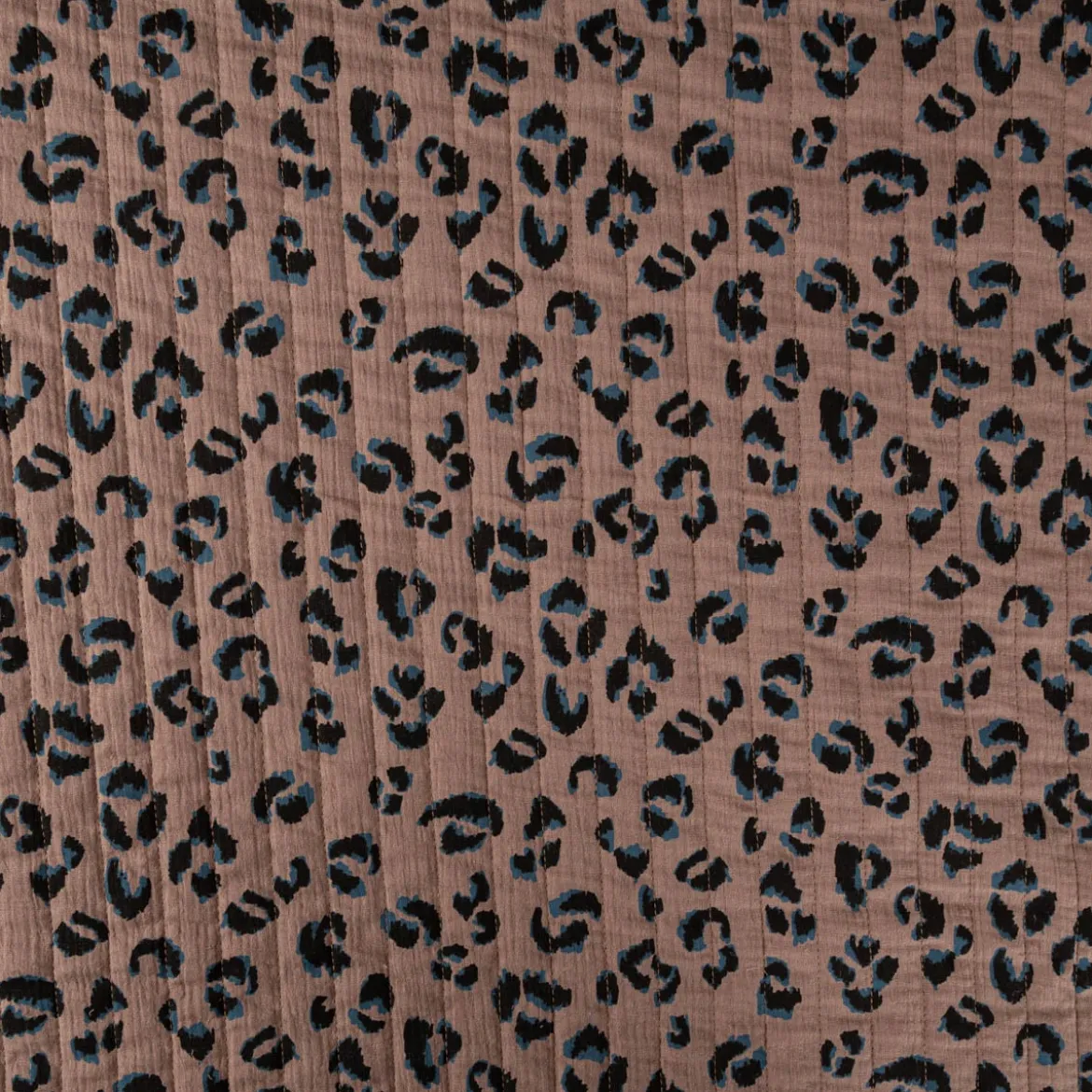 Musselin Stoff Baumwolle FAUVE Doubleface Leo-Print braun 1,30m Breite