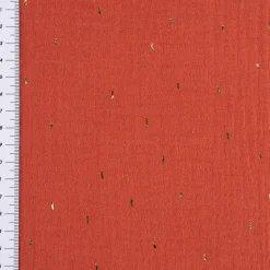 Musselin Stoff Baumwolle Foliendruck Konfetti Striche einfarbig rost goldfarbig 1,35m Breite
