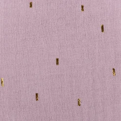 Musselin Stoff Baumwolle Foliendruck Konfetti Striche einfarbig hell violett goldfarbig 1,35m Breite
