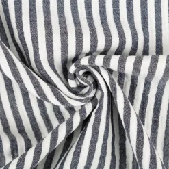 Musselin Stoff Baumwolle garngefärbt Streifen marineblau weiß 1,25m Breite