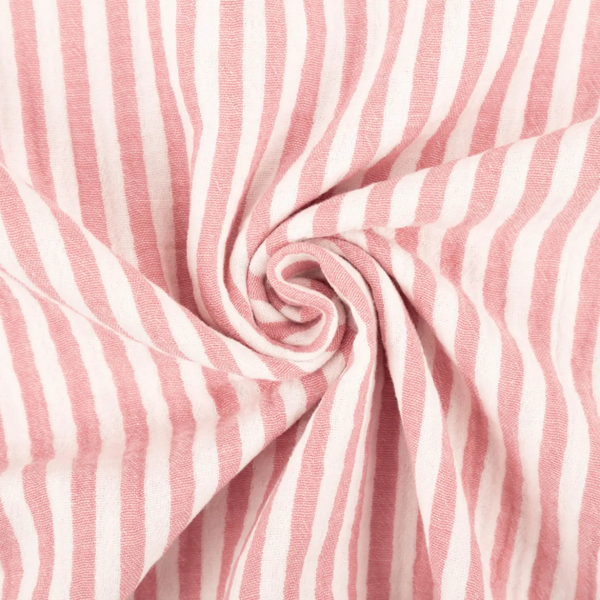Musselin Stoff Baumwolle garngefärbt Streifen rosa weiß 1,25m Breite