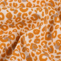 Musselin Stoff Baumwolle glatt Leopardenmuster weiß beige ocker 1,35m Breite