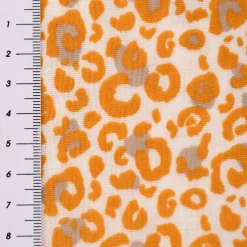 Musselin Stoff Baumwolle glatt Leopardenmuster weiß beige ocker 1,35m Breite