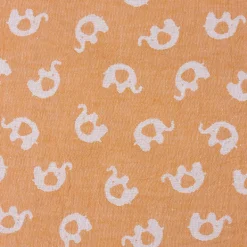 Musselin Stoff Baumwolle Jacquard Doubleface Elefanten gelb meliert weiß 1,45m Breite