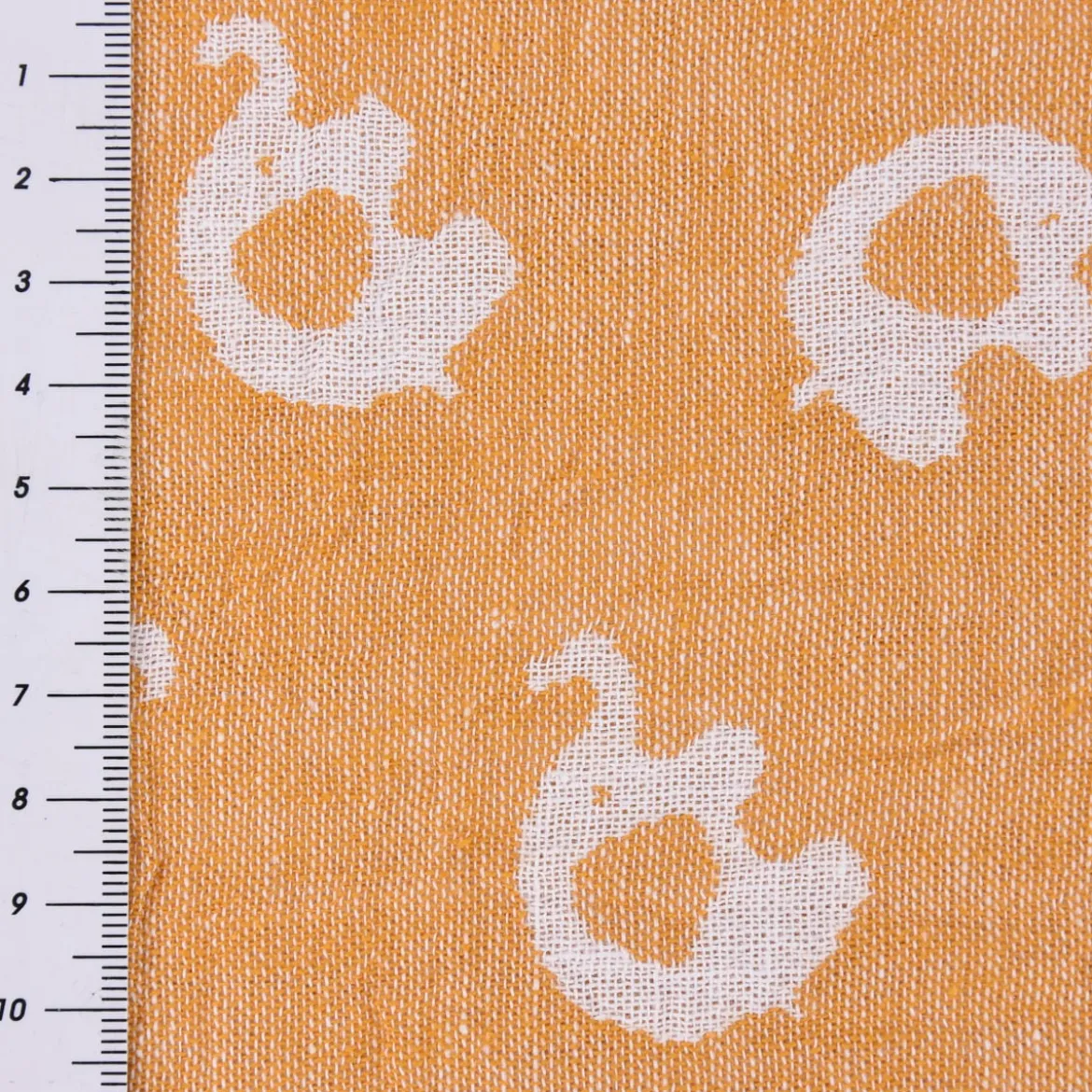Musselin Stoff Baumwolle Jacquard Doubleface Elefanten gelb meliert weiß 1,45m Breite