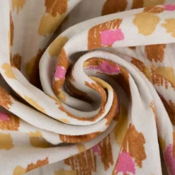 Musselin Stoff Baumwolle Karula Leo beige rosa 1,30m Breite