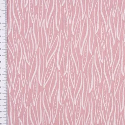 Musselin Stoff Baumwolle LEAVES geometrische Blätter rosa weiß 1,35m Breite