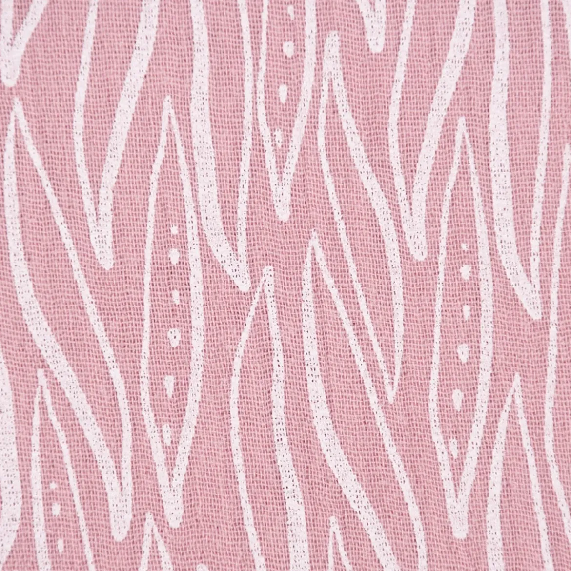 Musselin Stoff Baumwolle LEAVES geometrische Blätter rosa weiß 1,35m Breite