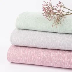 Musselin Stoff Baumwolle LEAVES geometrische Blätter rosa weiß 1,35m Breite