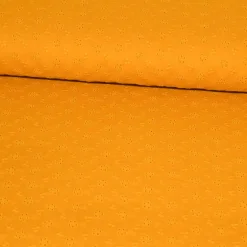 Musselin Stoff Baumwolle Lochstickerei Blumen Ranken einfarbig ocker 1,20m Breite