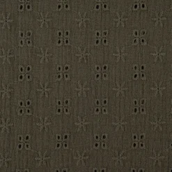 Musselin Stoff Baumwolle Lochstickerei Blumen einfarbig khaki 1,35m Breite