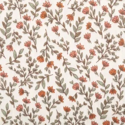 Musselin Stoff Baumwolle Madeleine Mini Blumen Blätter beige 1,30m Breite