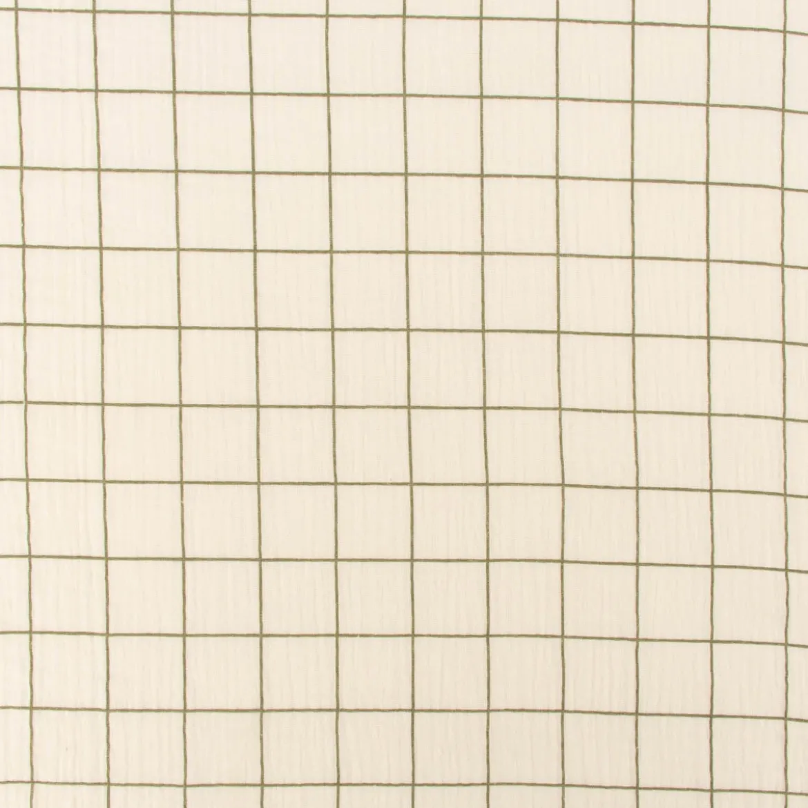 Musselin Stoff Baumwolle Meterware Gitterkaro beige khakigrün 1,30m Breite