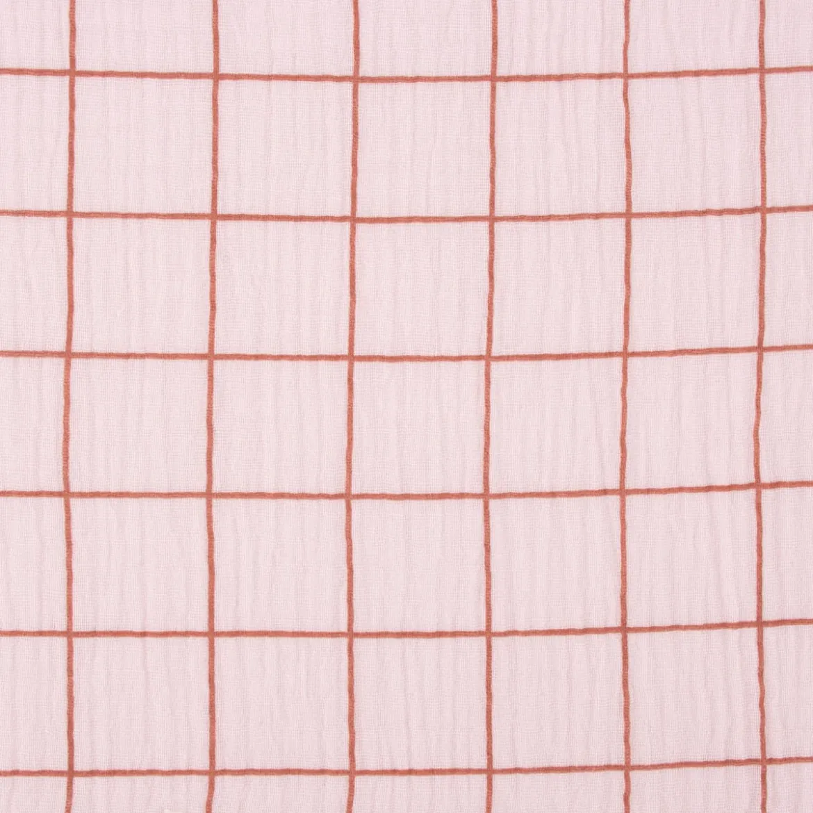 Musselin Stoff Baumwolle Meterware Gitterkaro rosa braun 1,30m Breite