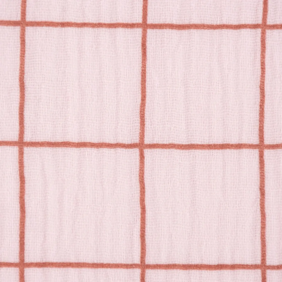 Musselin Stoff Baumwolle Meterware Gitterkaro rosa braun 1,30m Breite