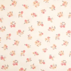 Musselin Stoff Baumwolle Molisa Streublümchen ecru rosa 1,30m Breite