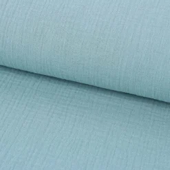 Musselin Stoff Baumwolle Organic Bio einfarbig blau 1,30m Breite