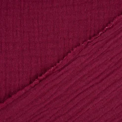 Musselin Stoff Baumwolle Organic Bio einfarbig berry dunkelrot 1,30m Breite