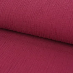Musselin Stoff Baumwolle Organic Bio einfarbig bordeaux rot 1,30m Breite