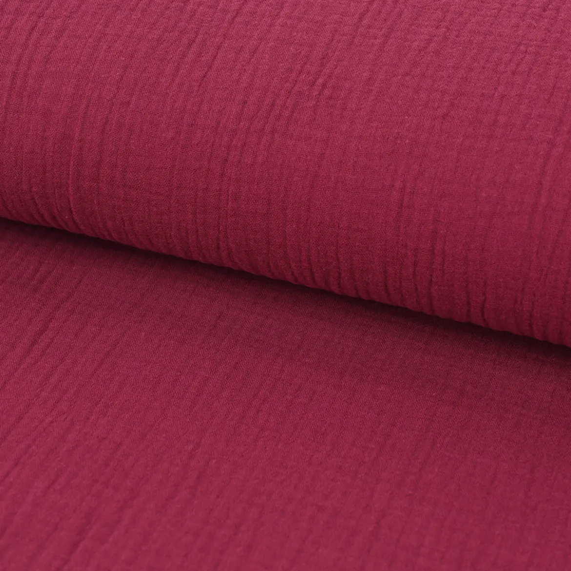 Musselin Stoff Baumwolle Organic Bio einfarbig bordeaux rot 1,30m Breite