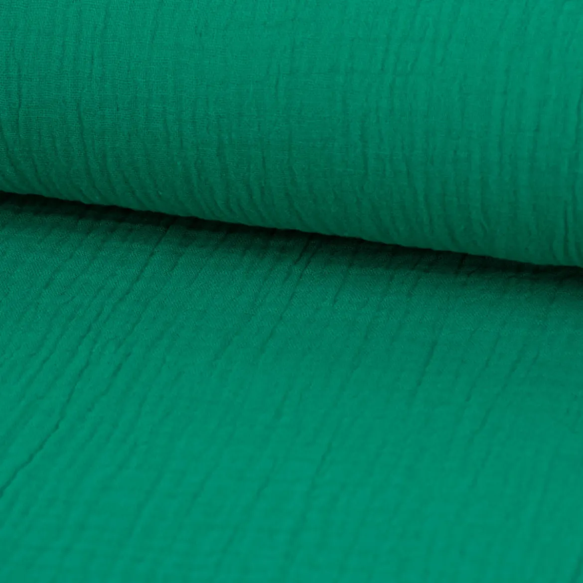 Musselin Stoff Baumwolle Organic Bio einfarbig grasgrün 1,30m Breite