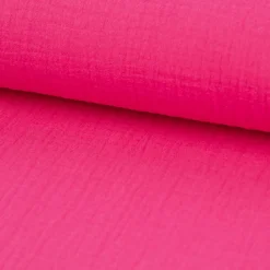 Musselin Stoff Baumwolle Organic Bio einfarbig fuchsia 1,30m Breite