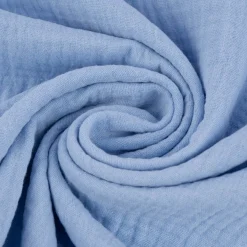 Musselin Stoff Baumwolle Organic Bio einfarbig hellblau 1,30m Breite