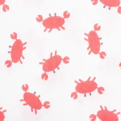 Musselin Stoff Baumwolle Pincemi Krabben weiß rot 1,30m Breite