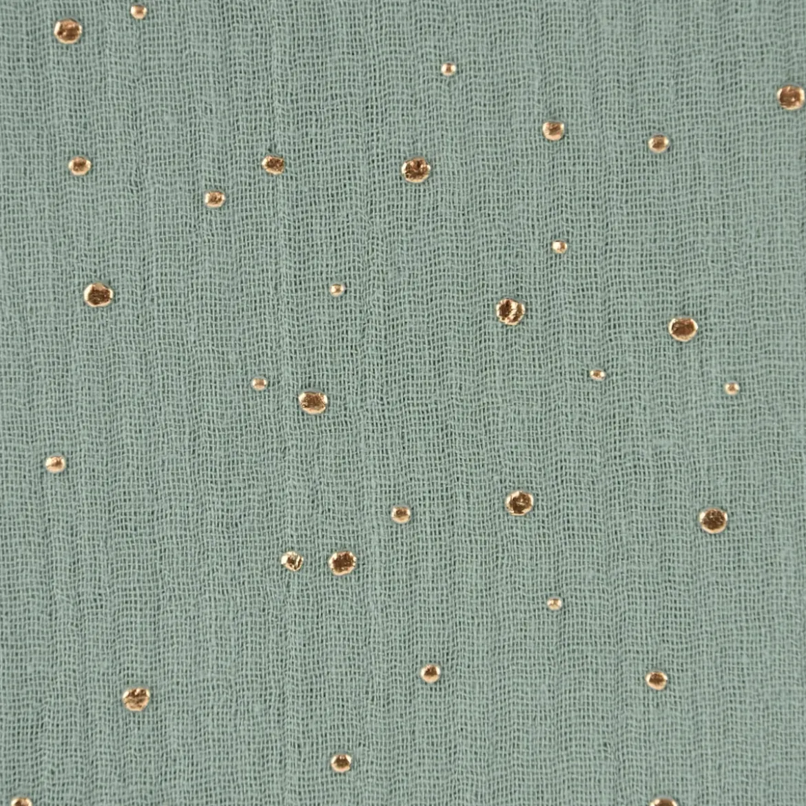 Musselin Stoff Baumwolle Punkte dunkel mint gold 1,4m Breite