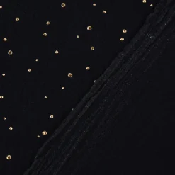 Musselin Stoff Baumwolle Punkte schwarz gold 1,4m Breite