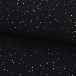 Musselin Stoff Baumwolle Punkte schwarz gold 1,4m Breite