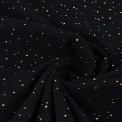 Musselin Stoff Baumwolle Punkte schwarz gold 1,4m Breite