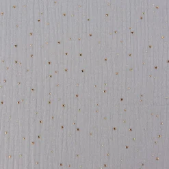 Musselin Stoff Baumwolle Punkte hellgrau gold 1,4m Breite