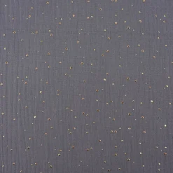 Musselin Stoff Baumwolle Punkte grau gold 1,4m Breite