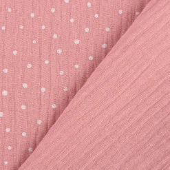 Musselin Stoff Baumwolle Punkte rosa weiß 1,30m Breite