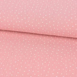 Musselin Stoff Baumwolle Punkte rosa weiß 1,30m Breite