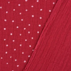 Musselin Stoff Baumwolle Punkte pink weiß 1,30m Breite