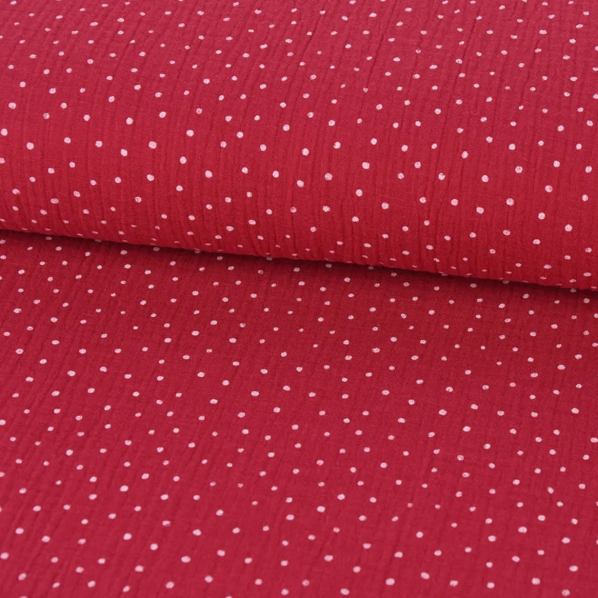Musselin Stoff Baumwolle Punkte pink weiß 1,30m Breite