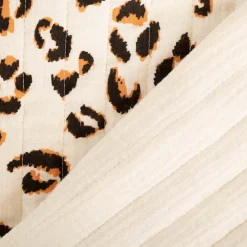 Musselin Stoff Baumwolle Steppstoff Fauve Doubleface Leo-Print beige 1,30m Breite