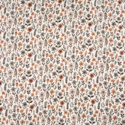 Musselin Stoff Baumwolle Steppstoff Maddy Doubleface Blumen braun wollweiß 1,30m Breite