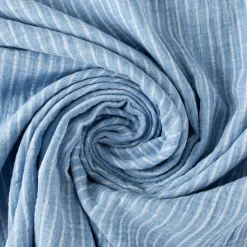 Musselin Stoff Baumwolle Yarn Dyed Streifen zweiseitig blau weiß 1,35m Breite