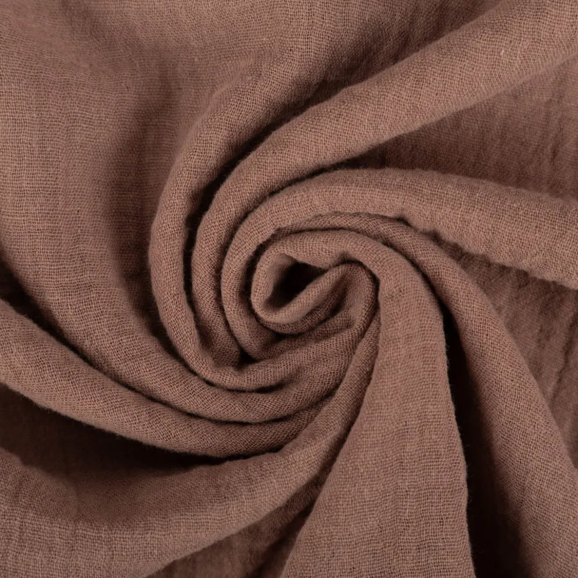 Musselin Stoff Baumwollstoff Double Gauze uni Taupe-Braun 130 cm