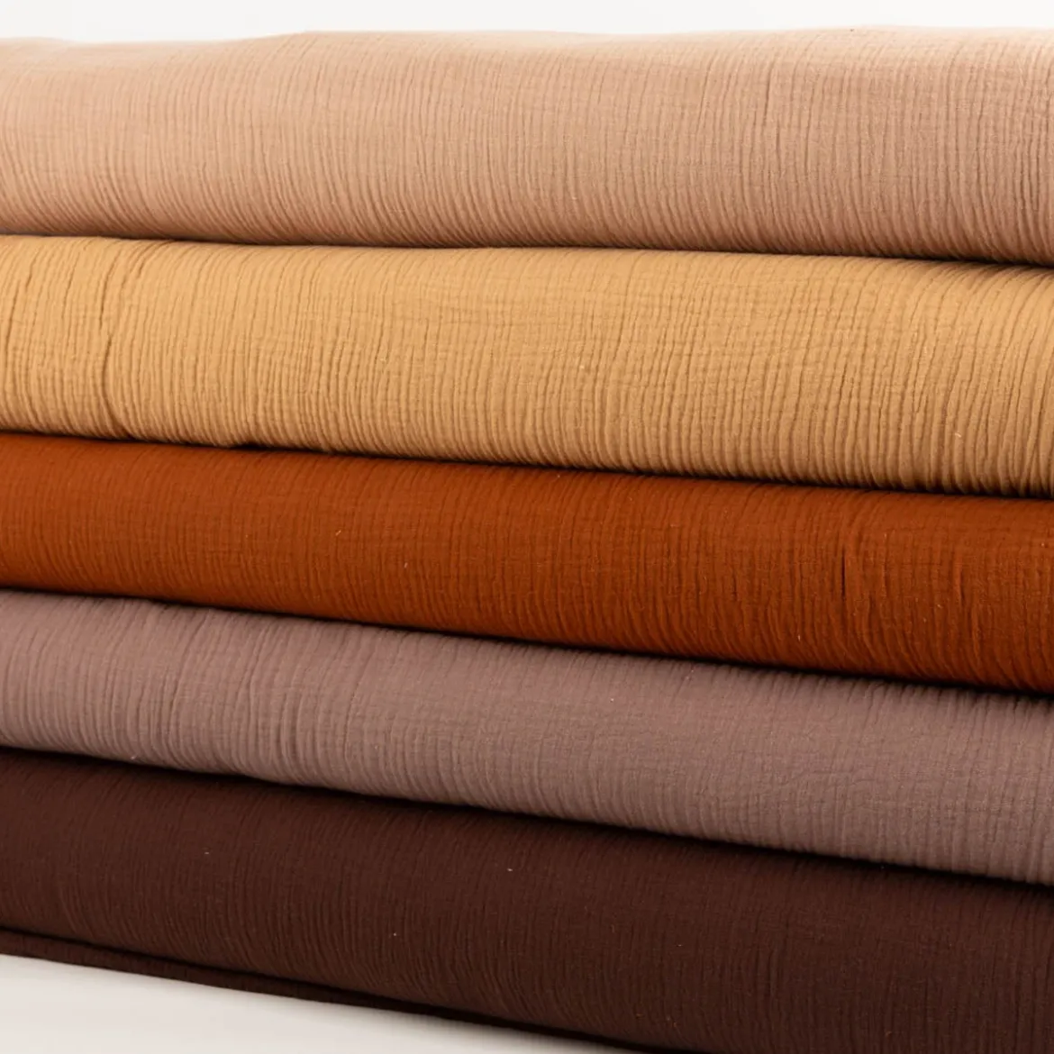 Musselin Stoff Baumwollstoff Double Gauze uni Taupe-Braun 130 cm