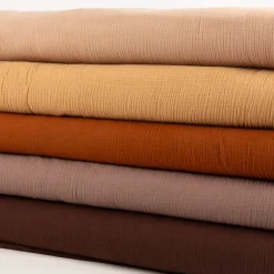 Musselin Stoff Baumwollstoff Double Gauze uni Kamel-Braun 130 cm