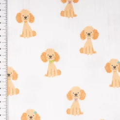 Musselin Stoff Baumwollstoff Hund weiß hellbraun 1,30 m Breite