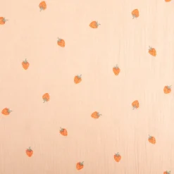 Musselin Stoff Baumwollstoff Erdbeeren rosa apricot 1,50m Breite