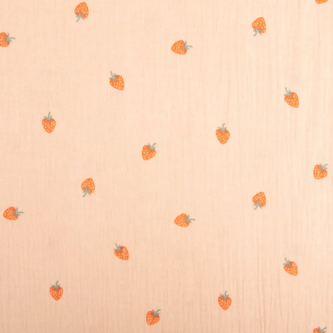 Musselin Stoff Baumwollstoff Erdbeeren rosa apricot 1,50m Breite