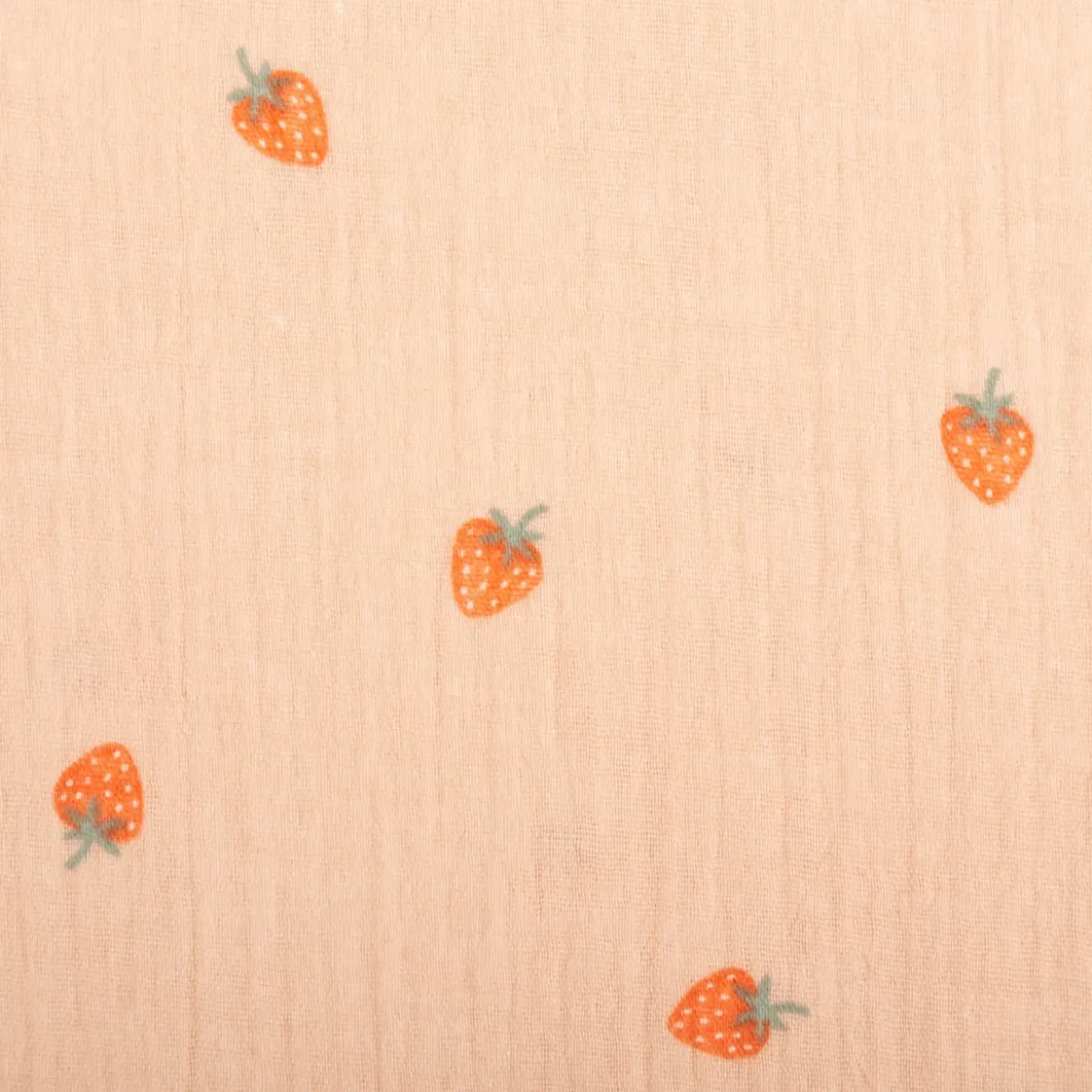 Musselin Stoff Baumwollstoff Erdbeeren rosa apricot 1,50m Breite